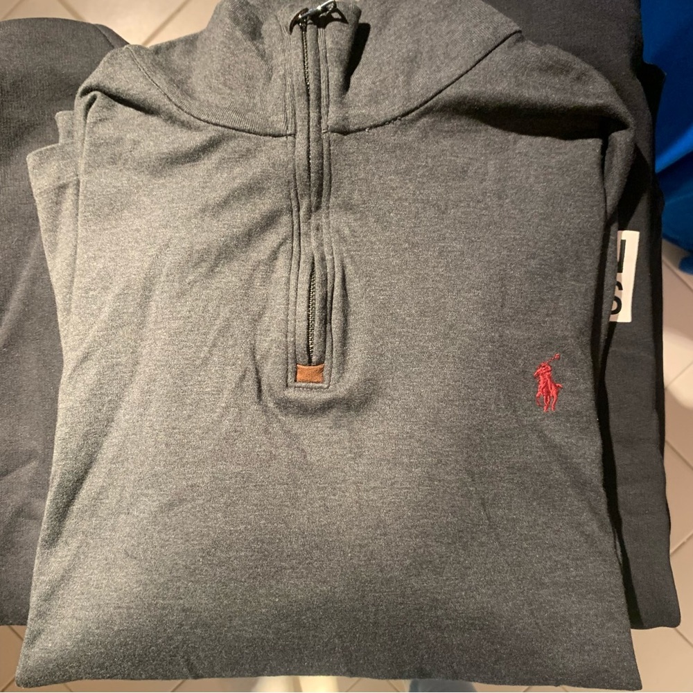 Polo Ralph Lauren Men’s L Quarter Zip Charcoal Gray